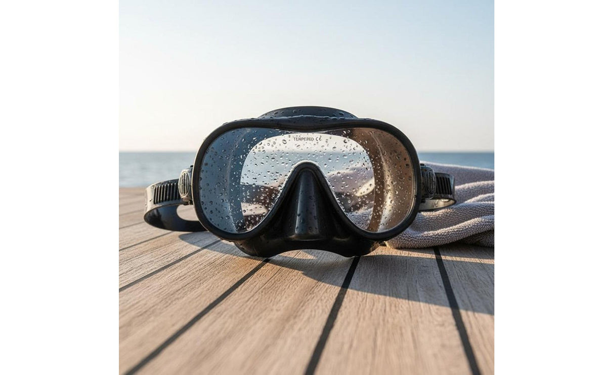 CE Certified Single Lens Diving Mask Carrying Case Included Tempered Glass Dive Mask Easy Adjustment Water Gear Lightweight for Snorkeling, Spearfishing