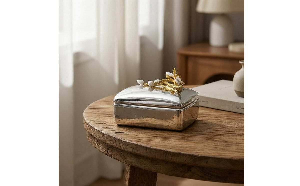 Trinket Box with Lid Mirrored Ceramic Box with Lid Sturdy for Dresser