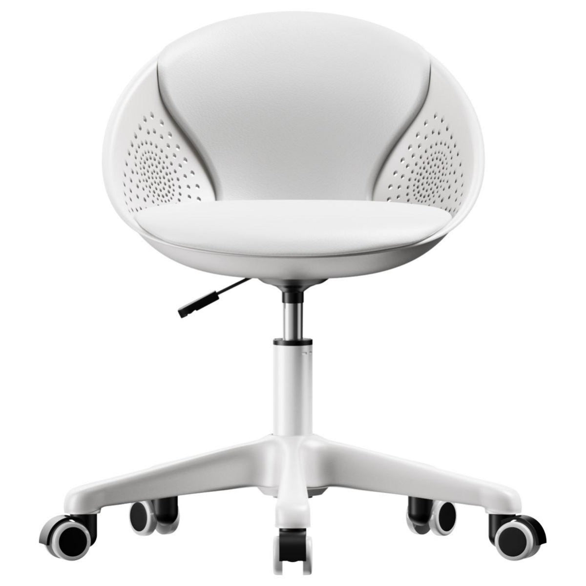 Height Adjustable Armless Vanity Chair Space-Saving Design Upholstered Caster Chair Ergonomic spine supportrest rotate Seat Mobile Casters for Small Apartment Residents, Home Workers, Students, Dressing Area, Study Room, Bedroom