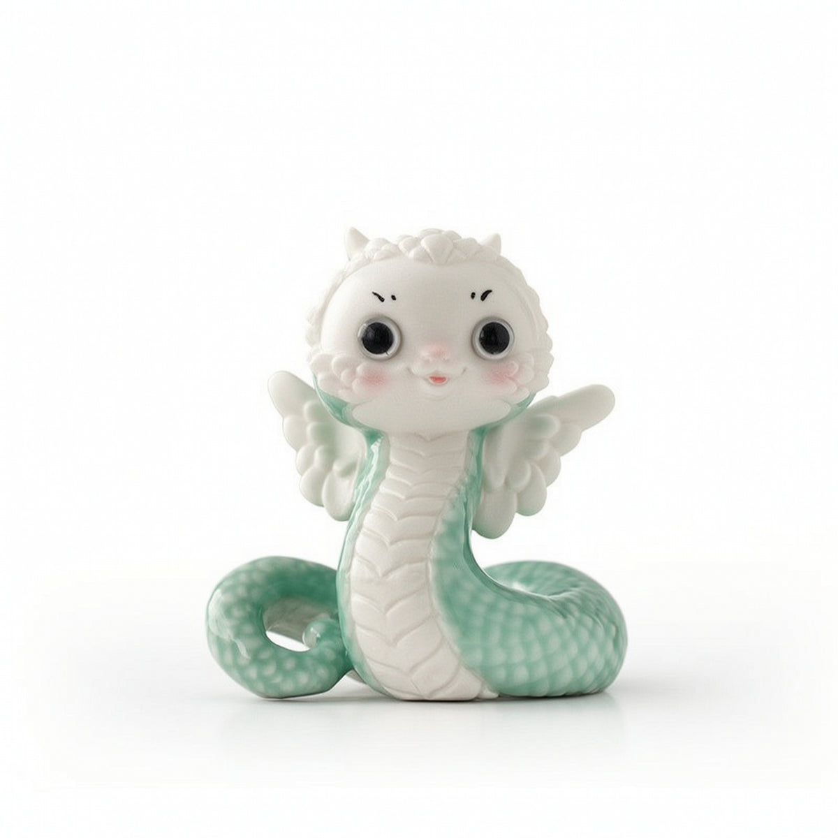 Snake Figurine Cute Ceramic Snake Shiny Sculpture for Shelf