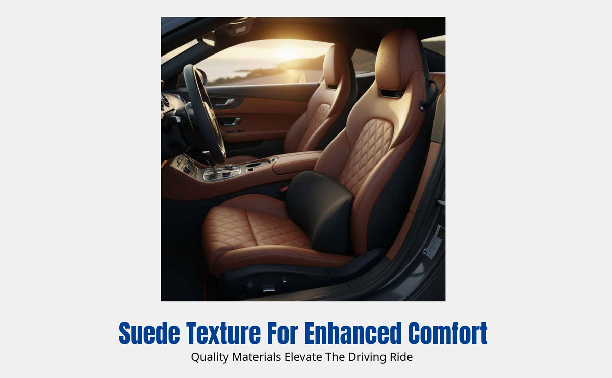 Thin Car Pillow, Viscoelastic Foam Spine Pad, Universal Suede Seat Cushion, Tailbone & Neck Ergonomic Headrest