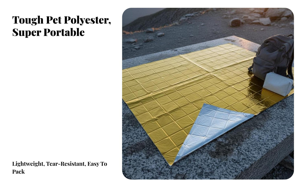 Emergency Blanket Lightweight and Compact Foil Survival Blanket Tear-Resistant Aluminized Survival Sheet for Survivalists, Campers, Camping, Hiking