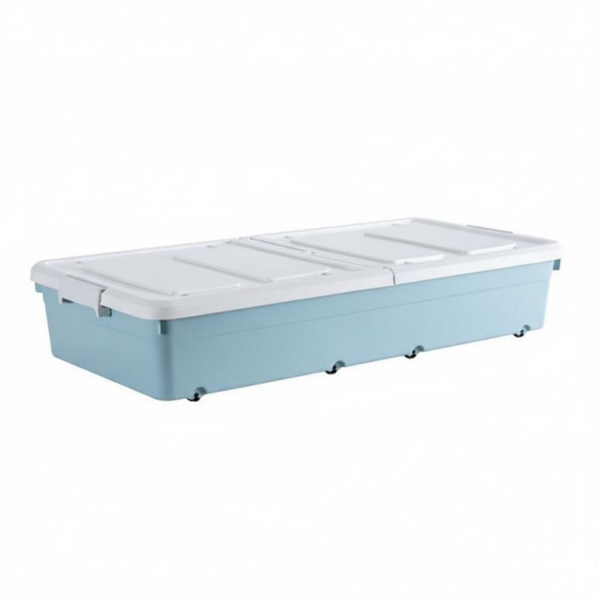 Flat Wheeled Bin with Lid Low height Design Under-Bed Organizer Large Capacity