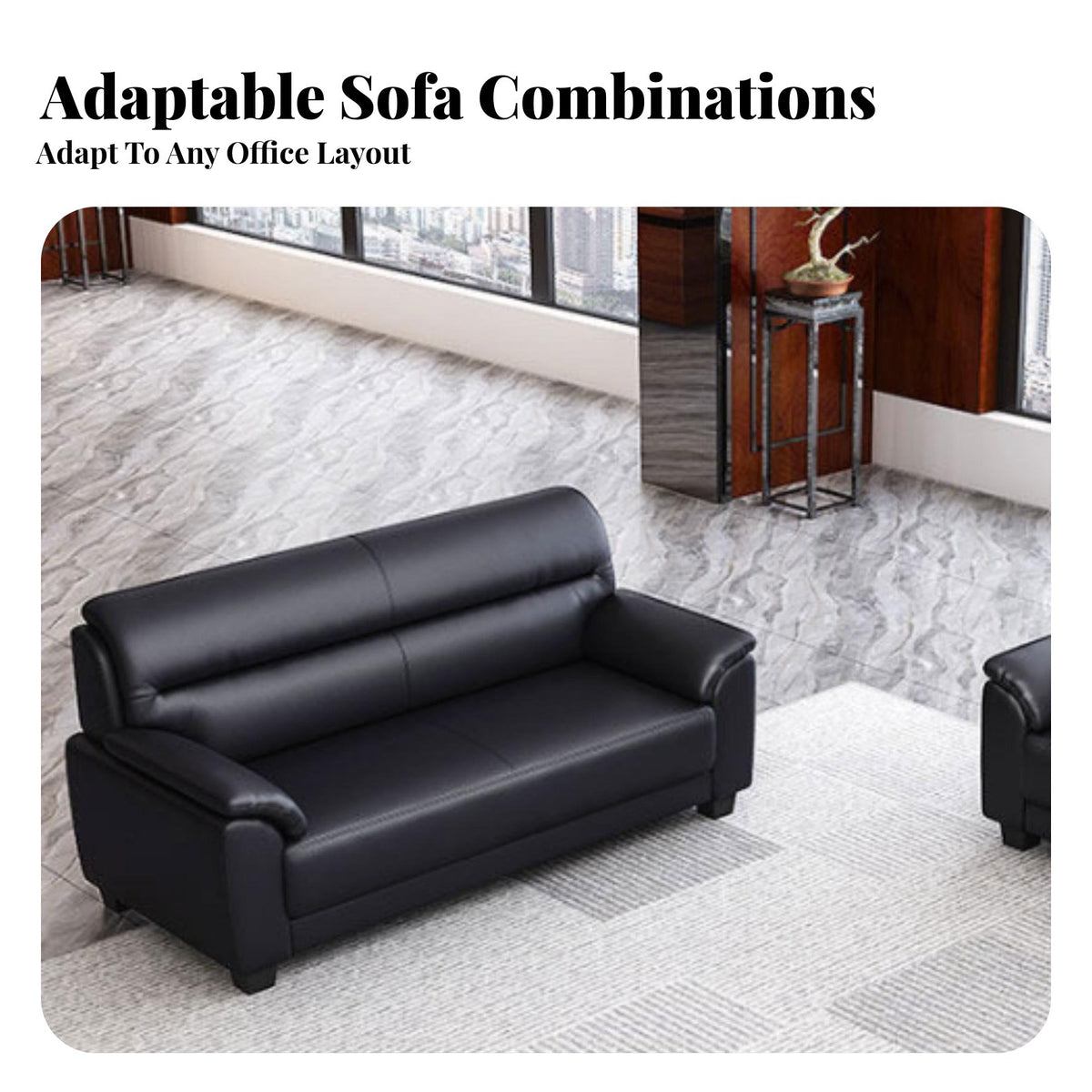 Professional Design 3-Seater Business Sofa Soft-Feel Upholstery Reception Seating Thickly Padded Cushion Commercial Furnishing Long-Lasting Comfort for Visitors, Clients, Office Workers, Waiting Room, Breakroom