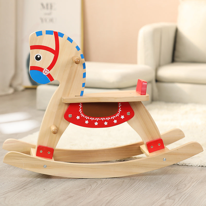 儿童实木摇马木马ins北欧风木制摇摇椅大人可坐宝宝玩具1周岁礼物