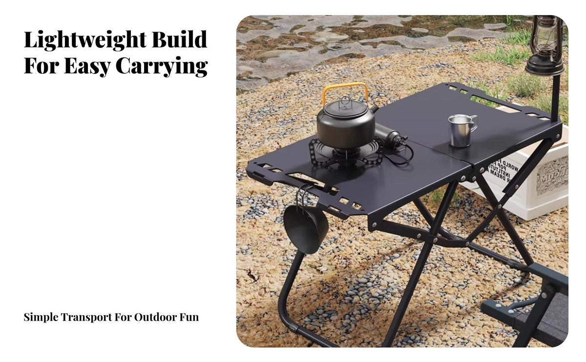 Black Foldable Camping Table Foldable Design Camping Table Lightweight Portable Furniture for Campers, Outdoor Enthusiasts, Tailgating, Backyard