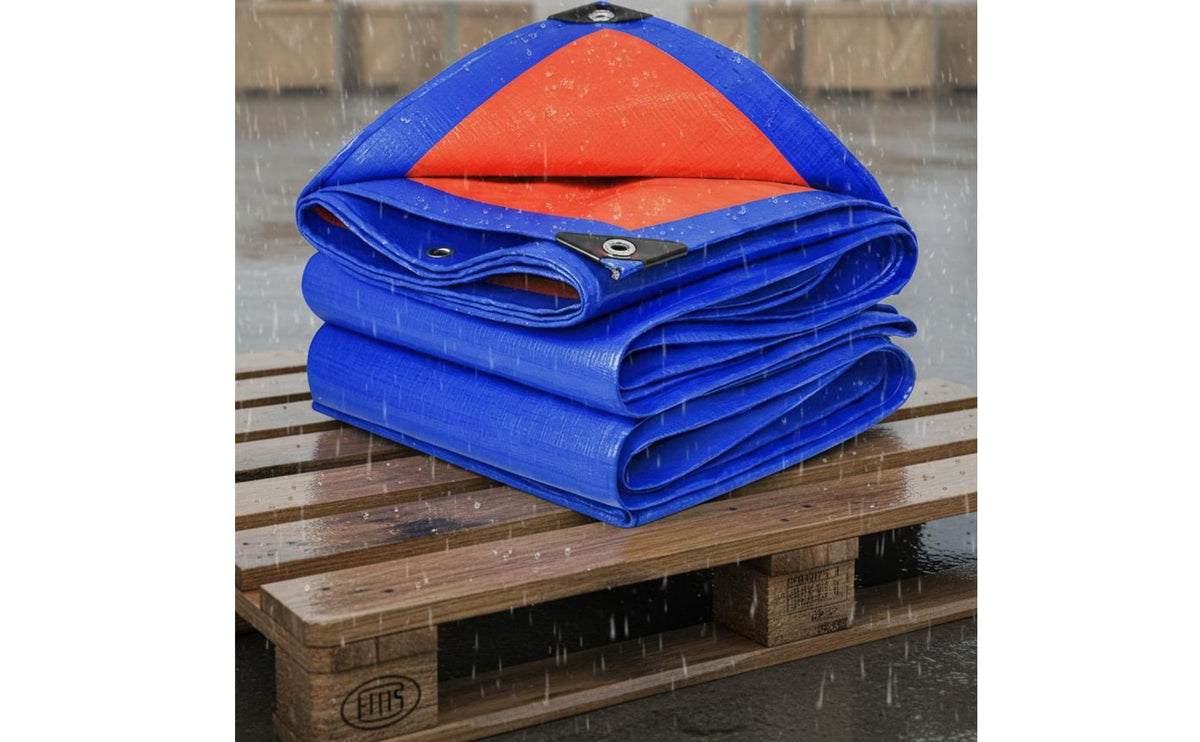 Heat Insulating Heavy Duty Waterproof Tarp Rain and Sun Protector Tear-Resistant & Tear Proof PE Tarpaulin Cover Reinforced Grommets for Campers, Truckers, Patio Shade, Camping, Construction