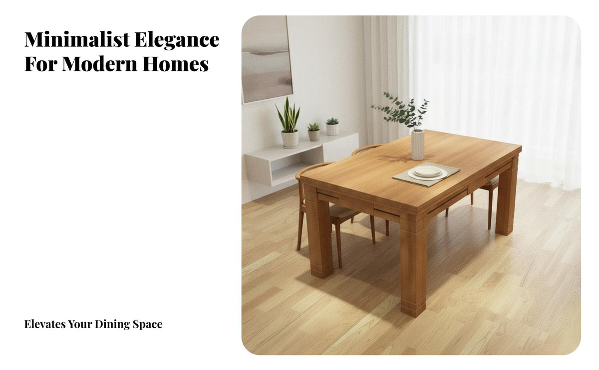 Solid Wood Dining Table Set Rounded Corners Rectangular Wood Dining Set Easy to Clean Rectangular Kitchen Table and Chairs for Hosts, Home, Restaurant