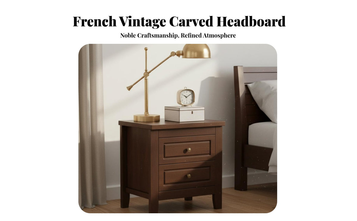 Four-Poster Bed French & Design Four-Poster Bed Frame Vintage Design Bedroom Furniture for Partners, Homeowners, Guest Room, Home