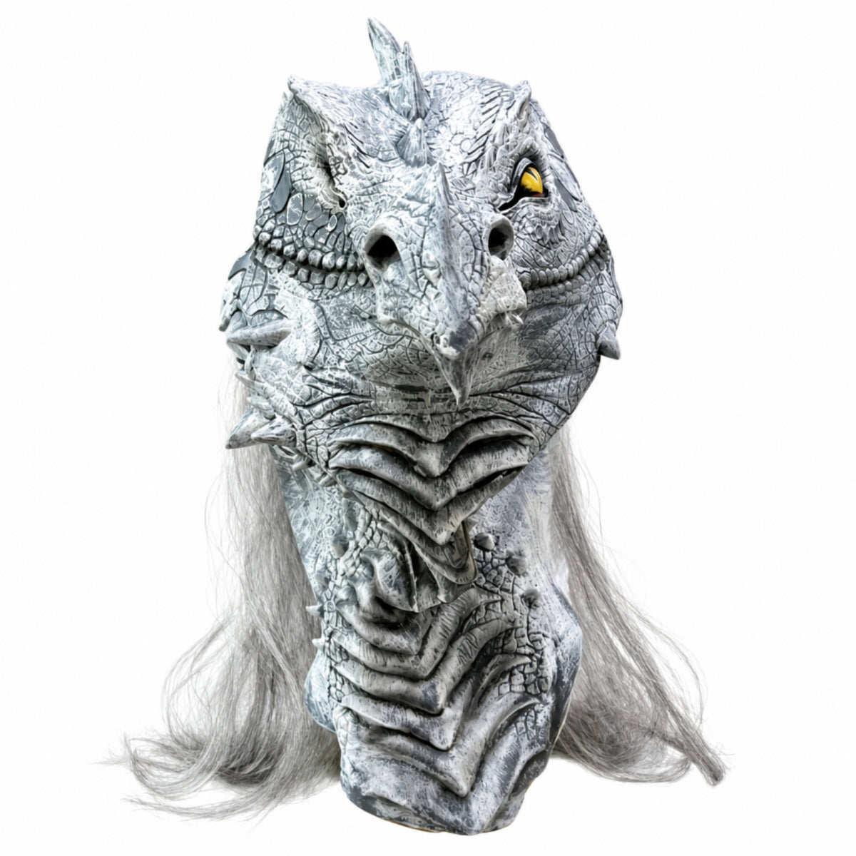 Detailed Dragon Mask with Character Hair Realistic Dragon Mask Lifelike Theatrical for Halloween