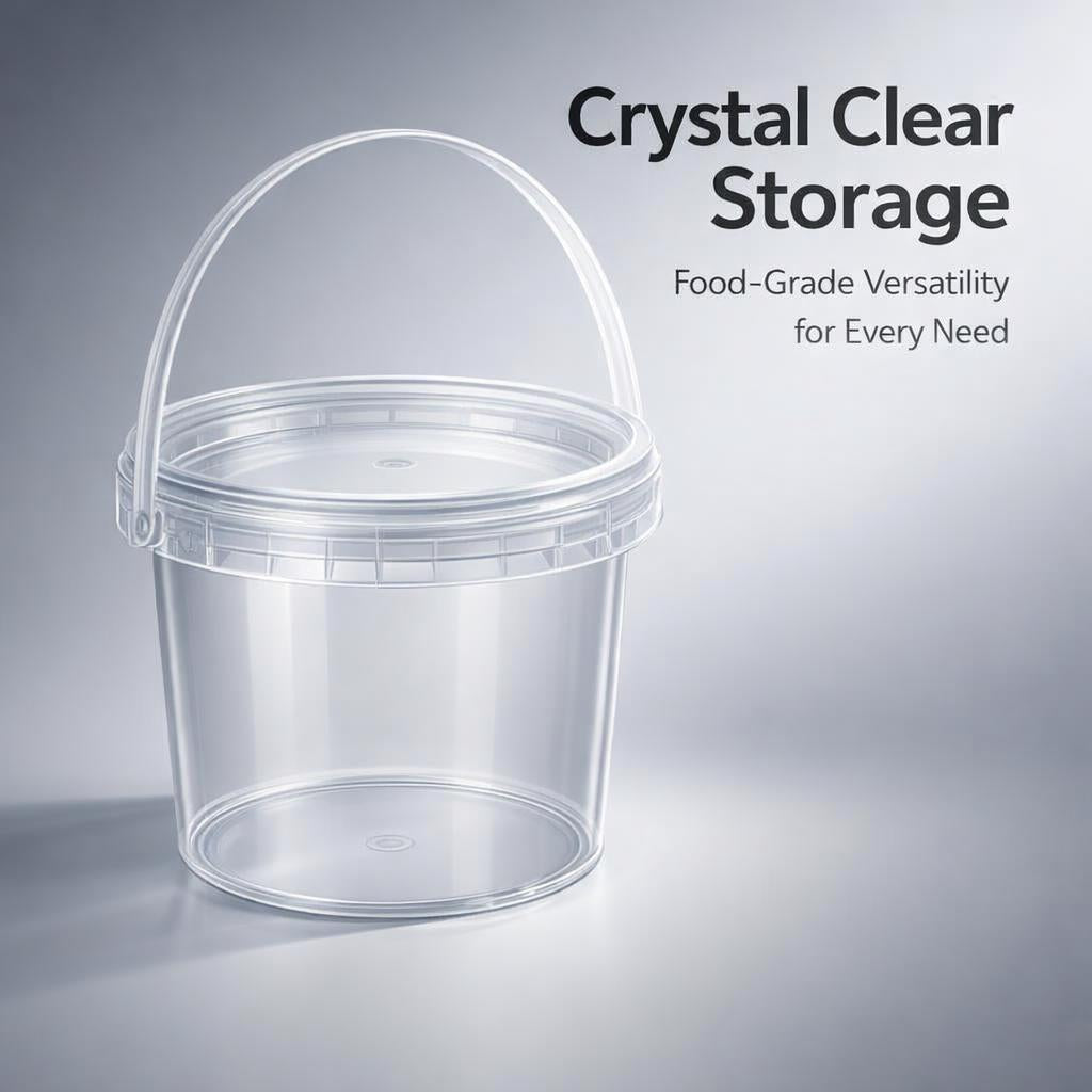 Bucket Lid for Milk Tea Packaging, Food Product Container Lid, Carry Handle Storage, Bin Bucket Lid Handle, Cold Resistant Design Bucket Lid
