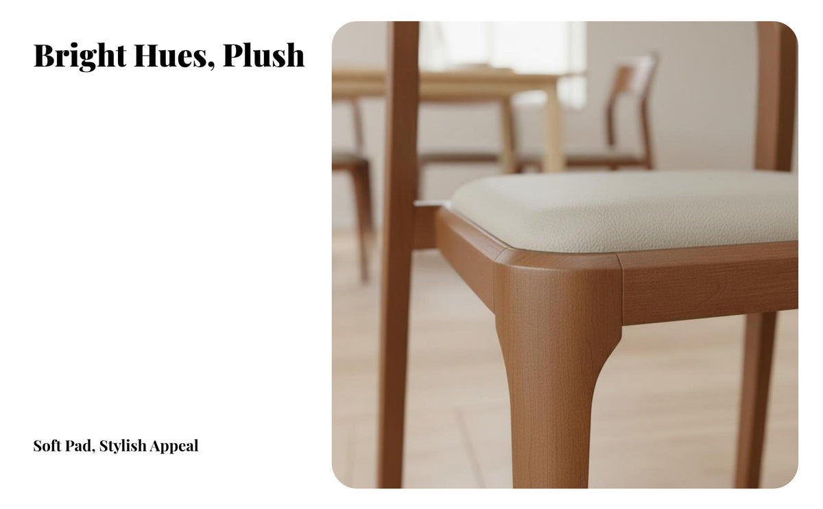 Nordic Design Upholstered Wooden Side Chair Space-Saving Stackable Wooden Frame Chair Fully Assembled Dining Seat Ergonomic Backrest for Restaurant Owners, Hoteliers, Homeowners, Hotel, Cafe, Kitchen, Living Room