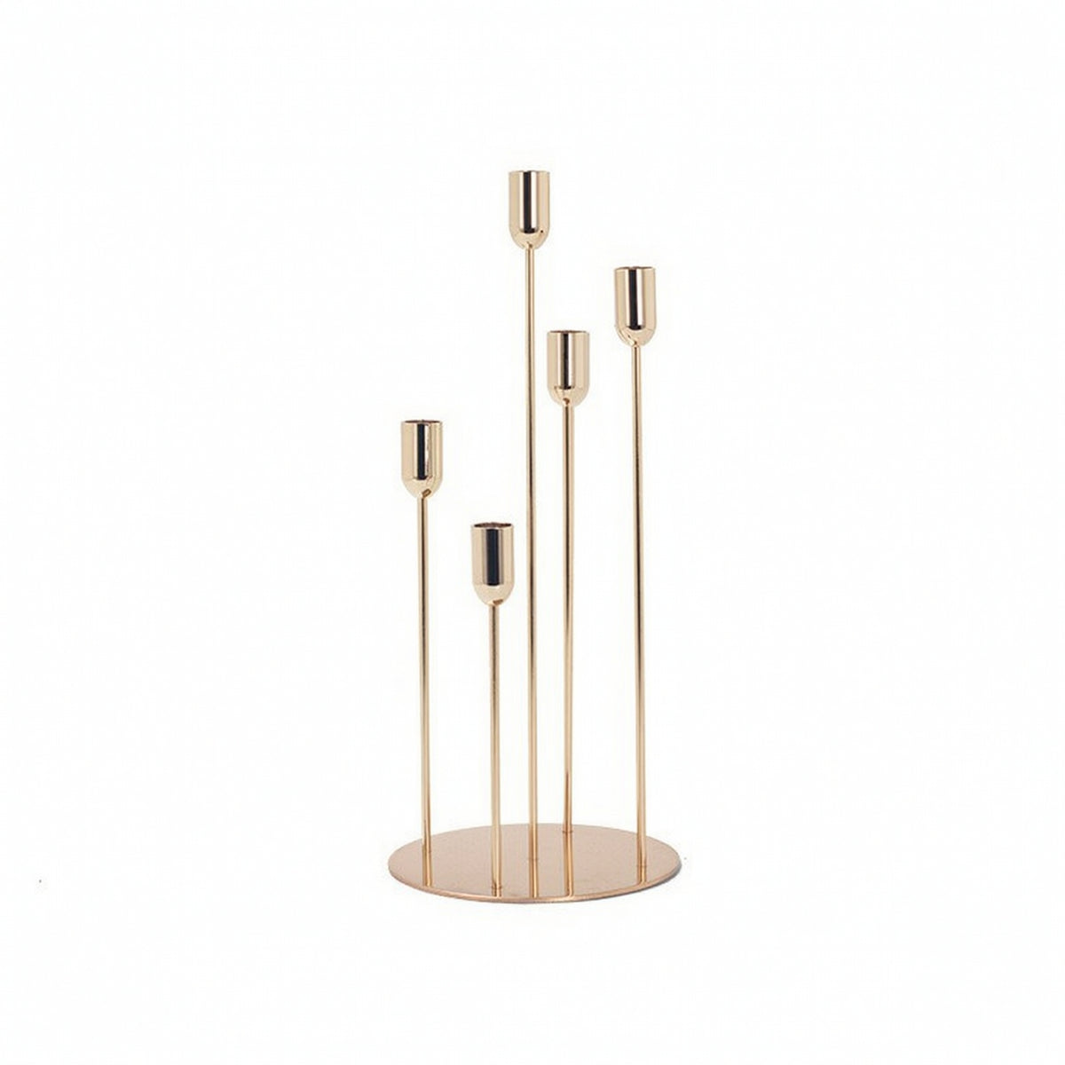 5-Arm Candelabra Minimalist Metal Candle Holder Candle Holder with 5 Cups Slender Candelabra with Five Arms Tall