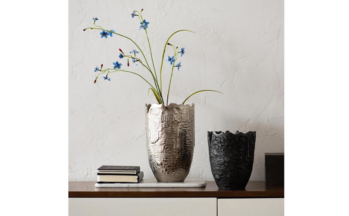 Decorative Vase Sculptural Vase with Wavy Edge Modern Flower Holder for Florists, Living Room