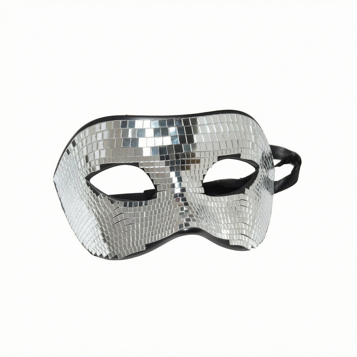 Cutout Eye Openings Mirror Mosaic Mask Reflective Disco Ball Mask Contoured Face Covering Elastic Strap