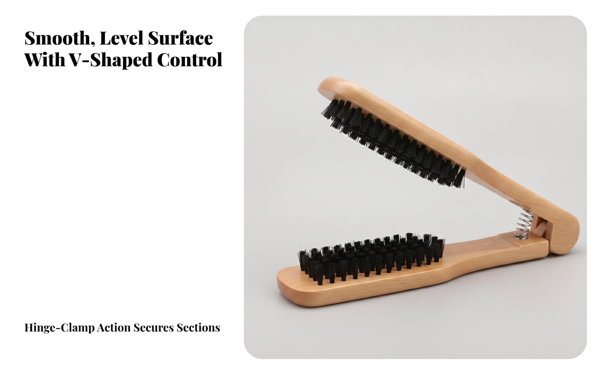 Wooden V-Shaped Styling Comb | Double-Sided, Clamp Brush, for Home