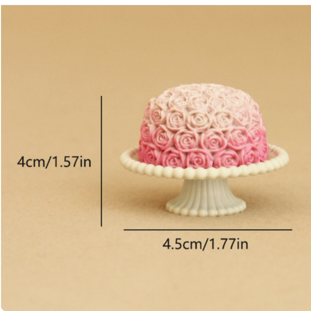 Miniature Rose Cake Ribbed 1/12 Scale Dollhouse Decoration Details Small Decoration
