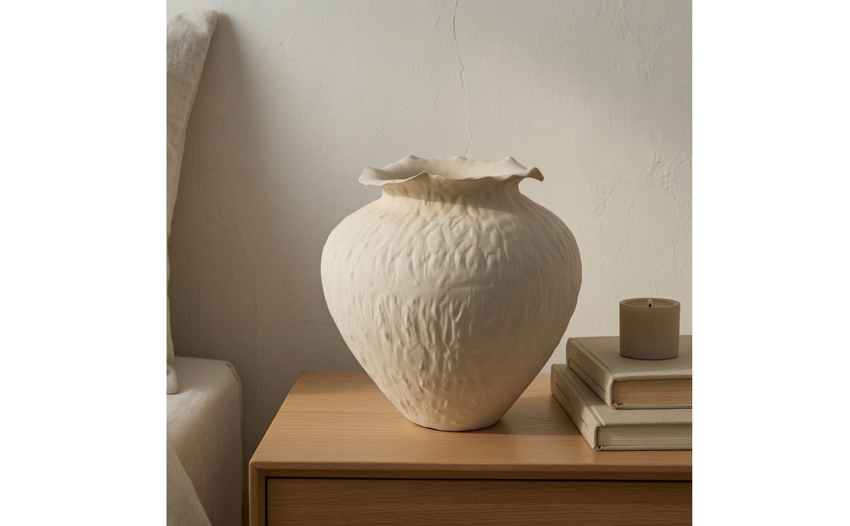 Ceramic Vase Artisanal Imperfection Floor Vase Textured Vessel for Decorators, Entryway