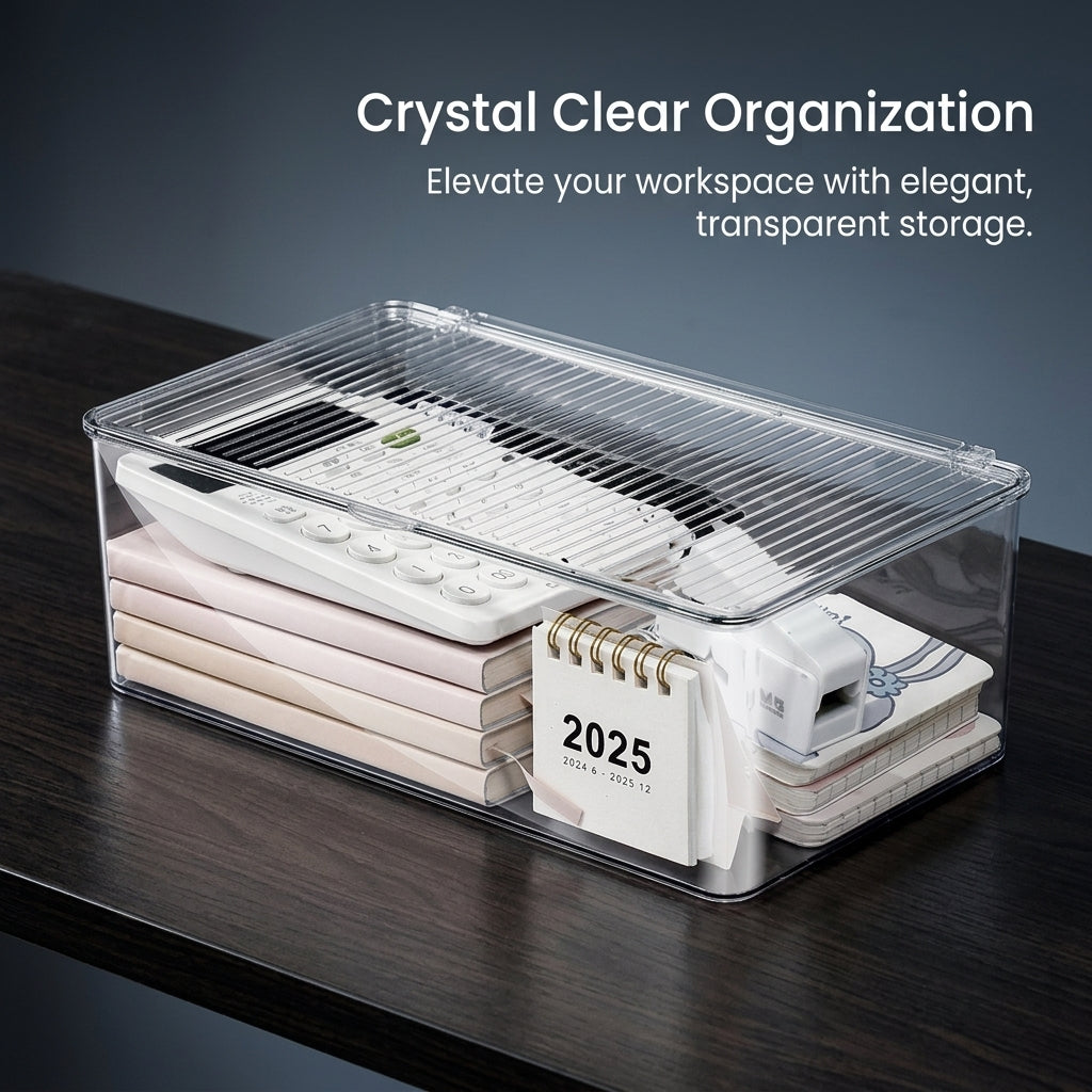 Acrylic Book and File Rack for Office, Lightweight Desktop Organizer, Transparent Desk Storage for Students and Dorm Room