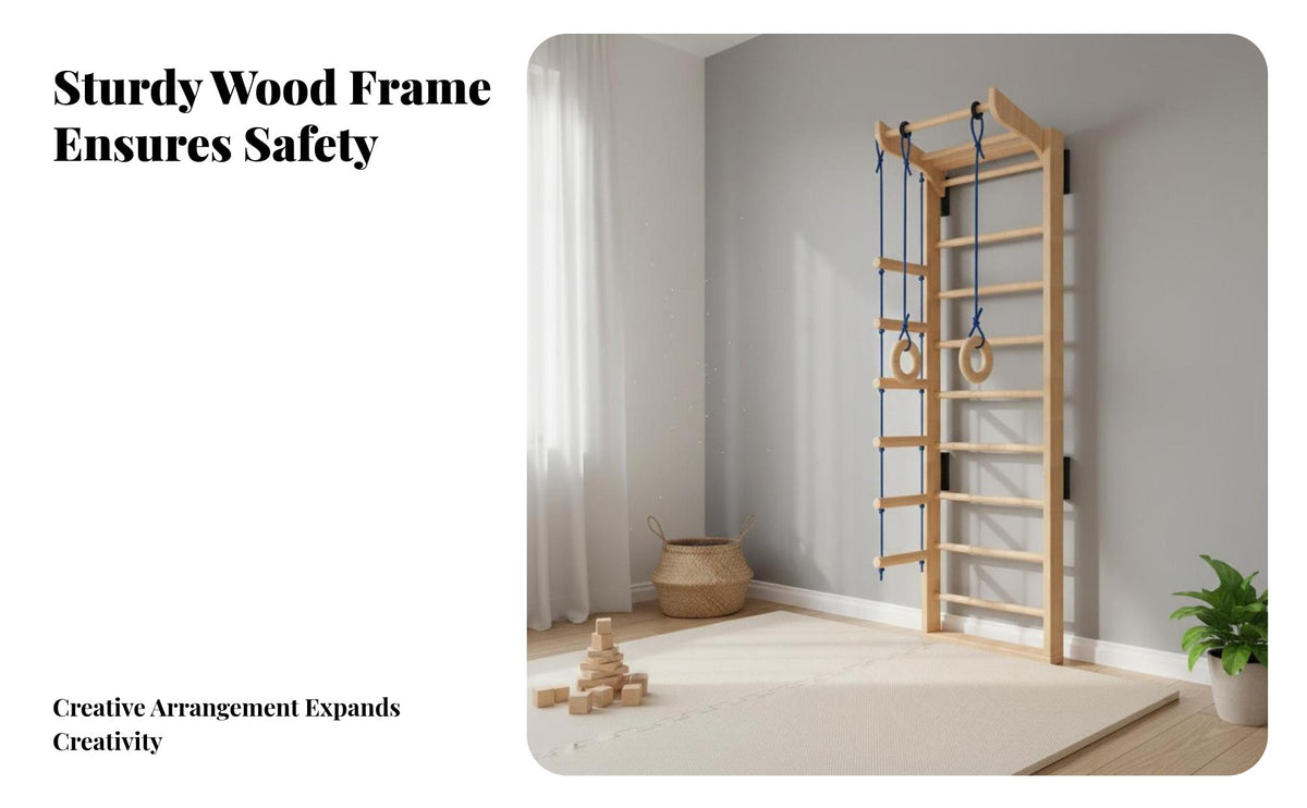 Kids Indoor Climbing Wall Sensory Integration Training Rock Climbing Wall Ladder Solid Wood Construction Wooden European Ladder Set for Kindergarten