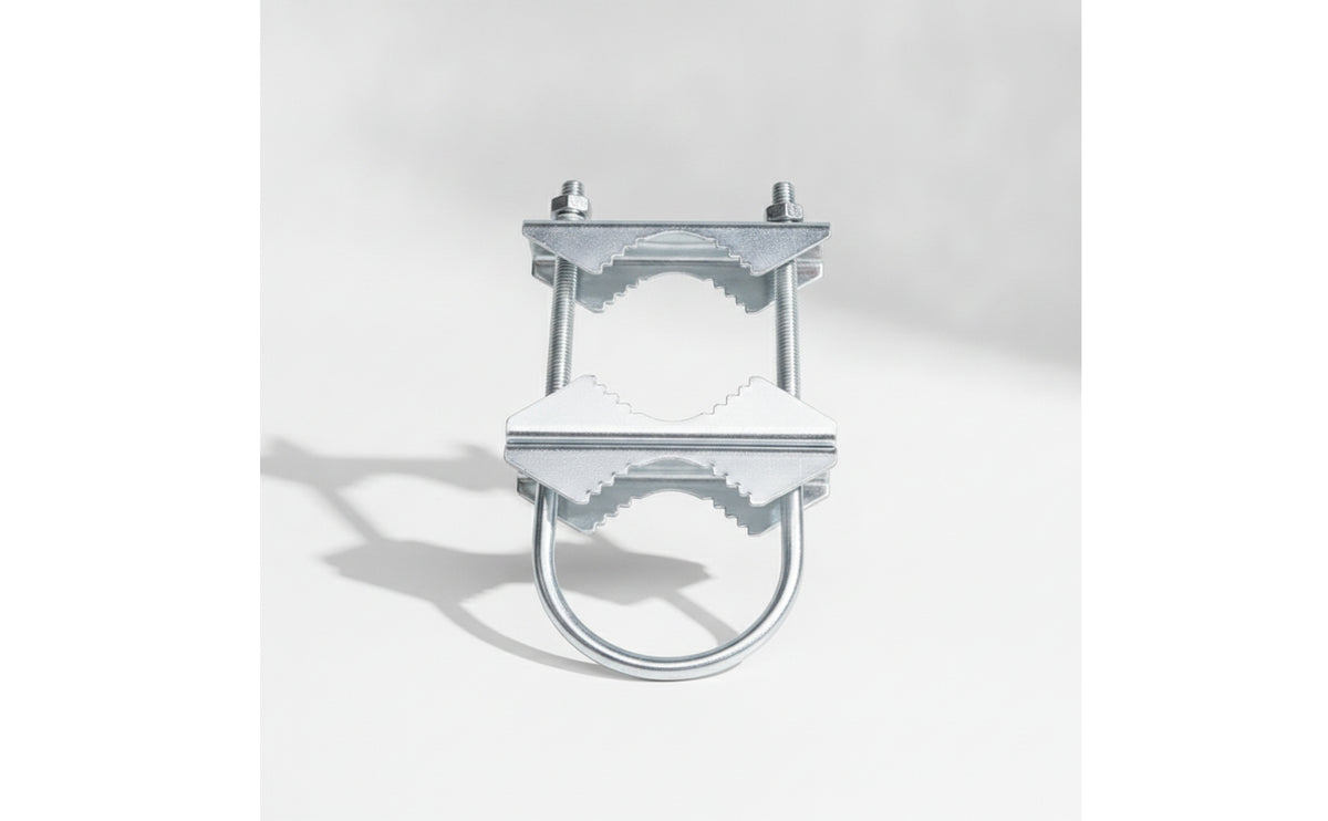 U-Bolt Clamp with Serrated Plate Zinc Curved Metal Metal Clamp Heavy Duty Connector Bracket for Installers, Pipe Fastening, Antenna Installation