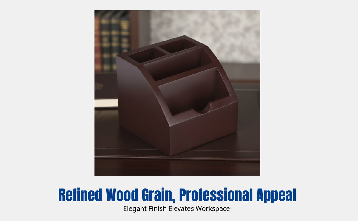 Wooden Business Card Holder, Multifunctional Pen Organizer, Desktop Office Accessory for Study, Business, Gift