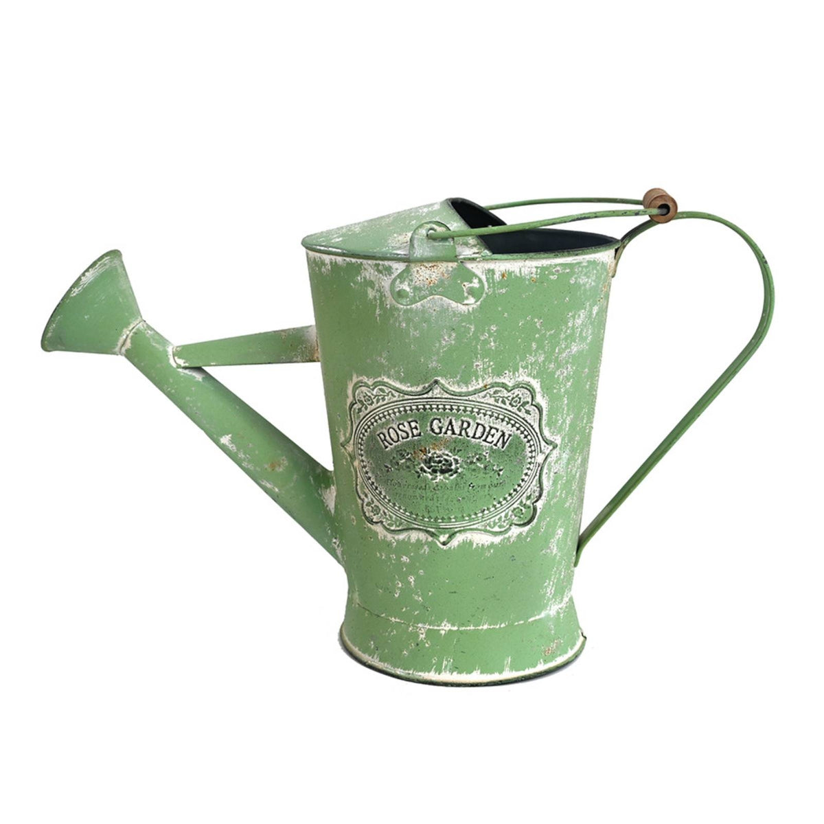 Green Metal Watering Can Metal Watering Can Curved Handle Raised Pattern