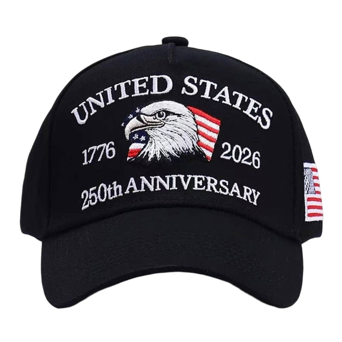 100% Cotton USA 250th Anniversary Cap Breathable Mesh Back 1776-2026 Commemorative Hat Adjustable Fit American Flag Eagle Cap Lightweight for Patriots, History Buffs, Collectors, National Holidays, Parades, Political Events