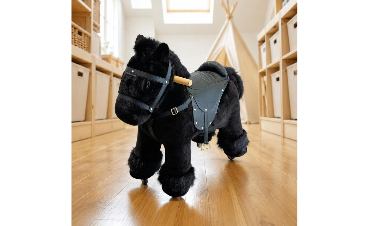 Riding on Horse Caster Wheels Horse-Shaped Rideable Stool Indoor Play Furniture for Kids