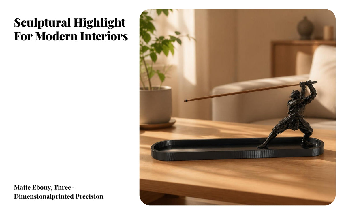 Katana-Style Incense Tray with Samurai Decorative Incense Stick Holder Black Elegant for Home Office
