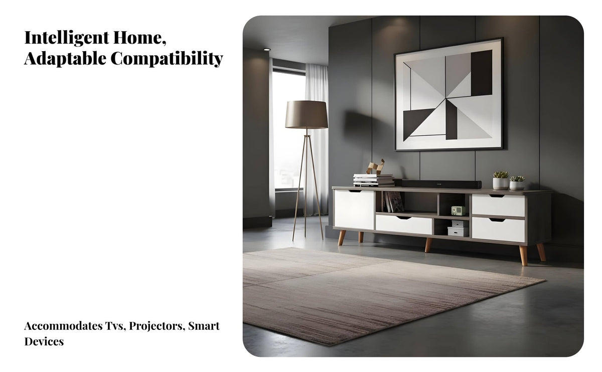 Modern Minimalist Design Lowsilhouette TV Stand Wood Grain Finish Living Room Furniture Space-Saving Media Console Combination Storage for Small Apartment Dwellers, Homeowners, Interior Decorators, Lounge Area, Bedroom