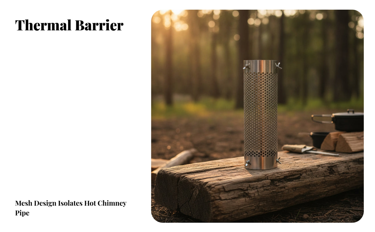 Stainless Steel Perforated Chimney Guard | Heat guard with Mounting Fasteners, for Tent Stoves
