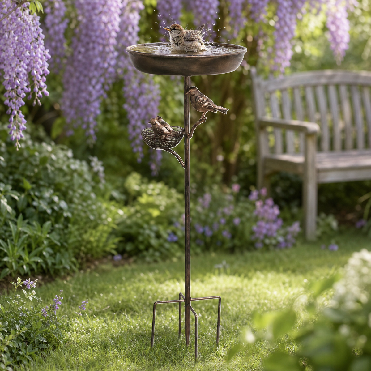Iron Outdoor Water Feature, 76cm Bronze, Patio, Lawn, Yard Decor