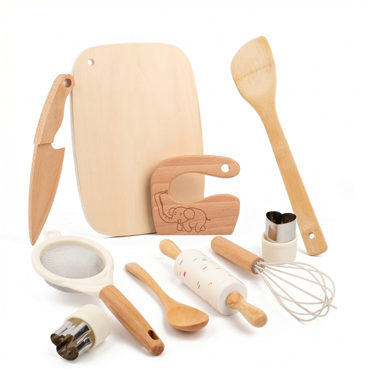 10 Pieces Kids Plaything Wooden Pretend Kitchen Set Wooden Fine Motor Skills for Children