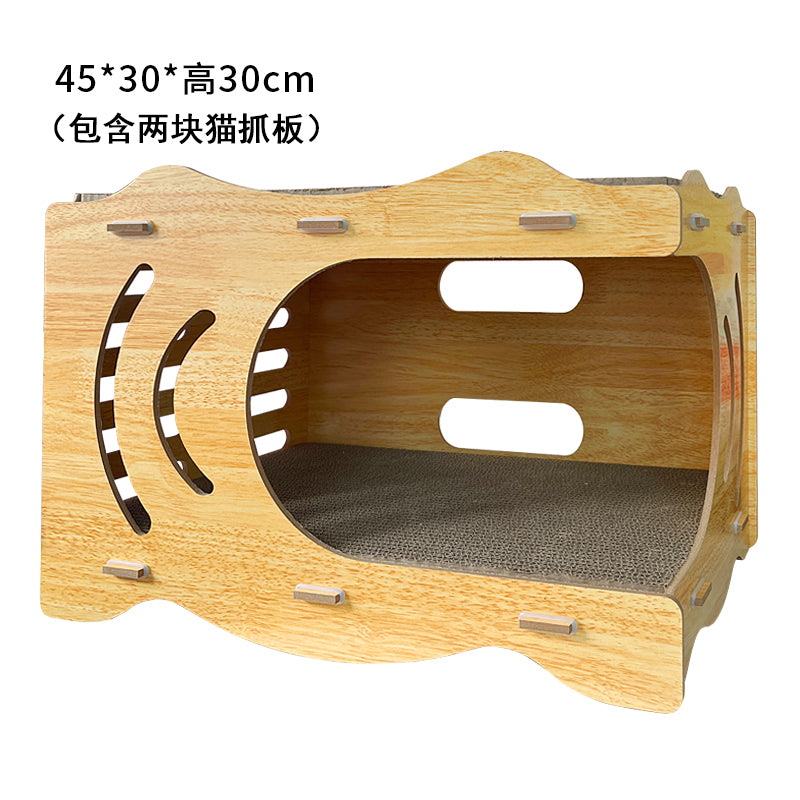 一体猫窝猫抓板耐磨不掉屑瓦楞纸抓板猫跳台猫爬架猫玩具猫咪用品 大鲨鱼猫窝