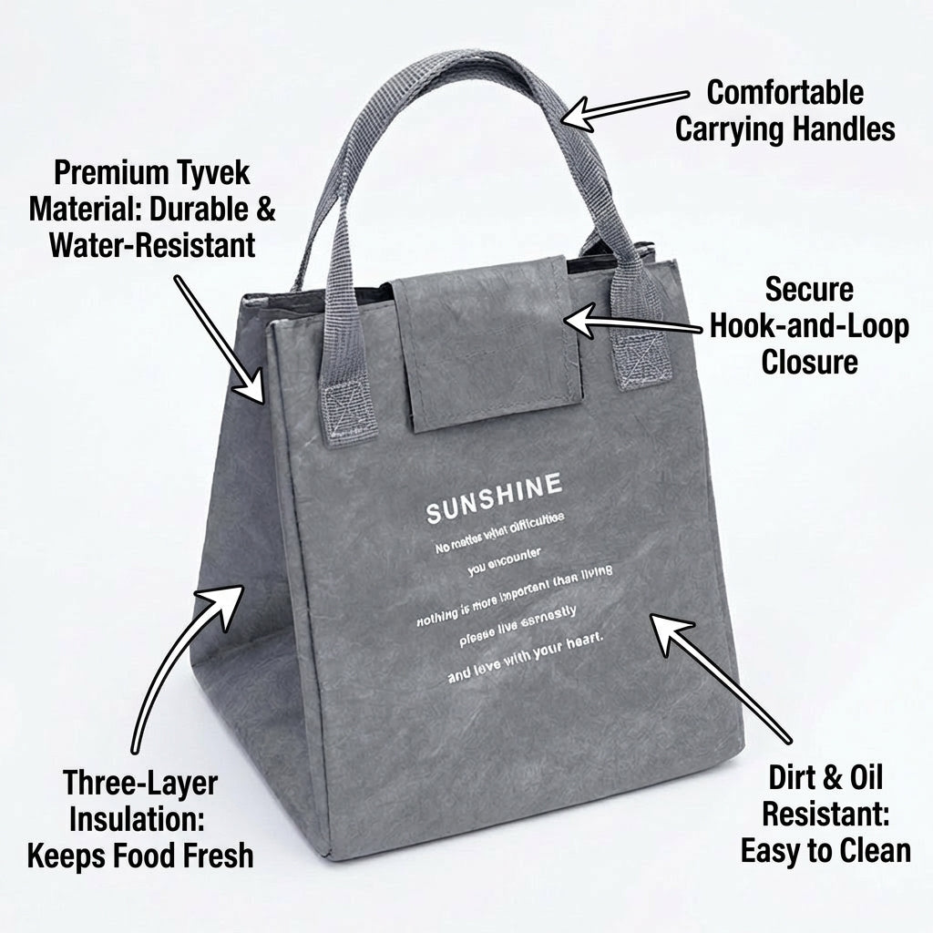 Insulated for Adults, Thermal Lunch Tote for Work Picnic, Waterproof Meal Bag with Handle, Large for Women Men