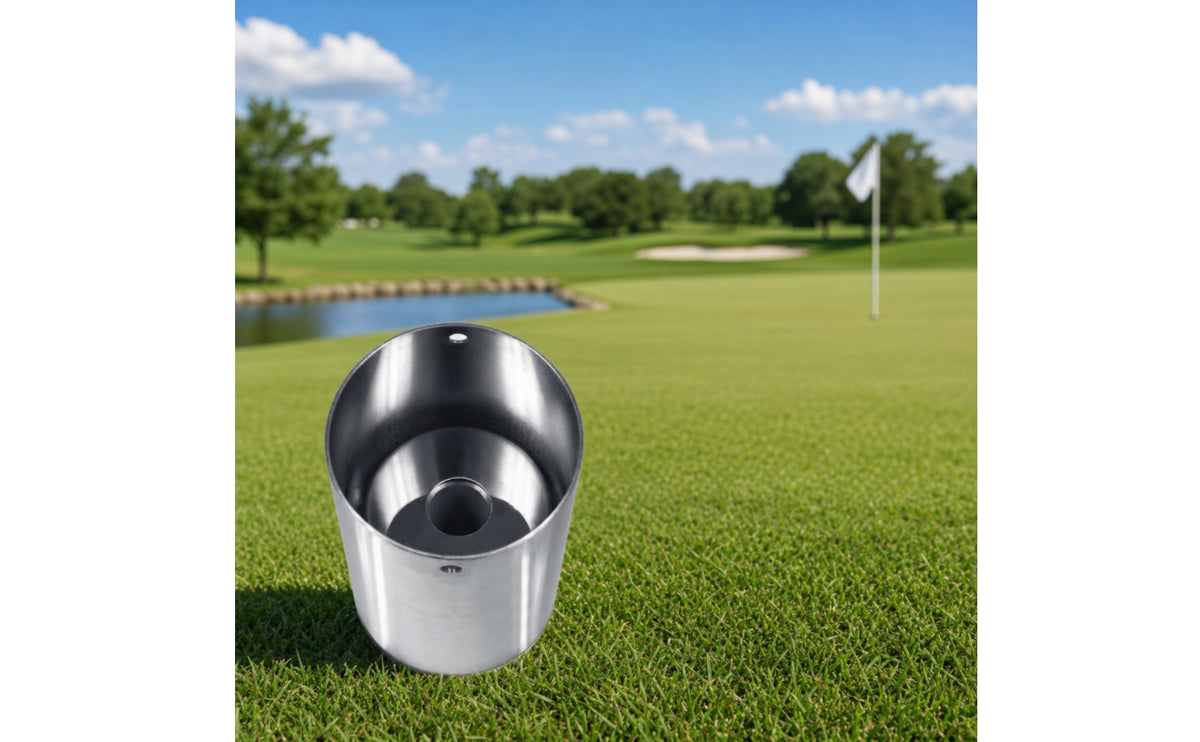 Practice Hole Receptacle Cup Brushed Metal stainless steel Golf Hole Cup with Inner Tube for Golfers, Course Superintendents