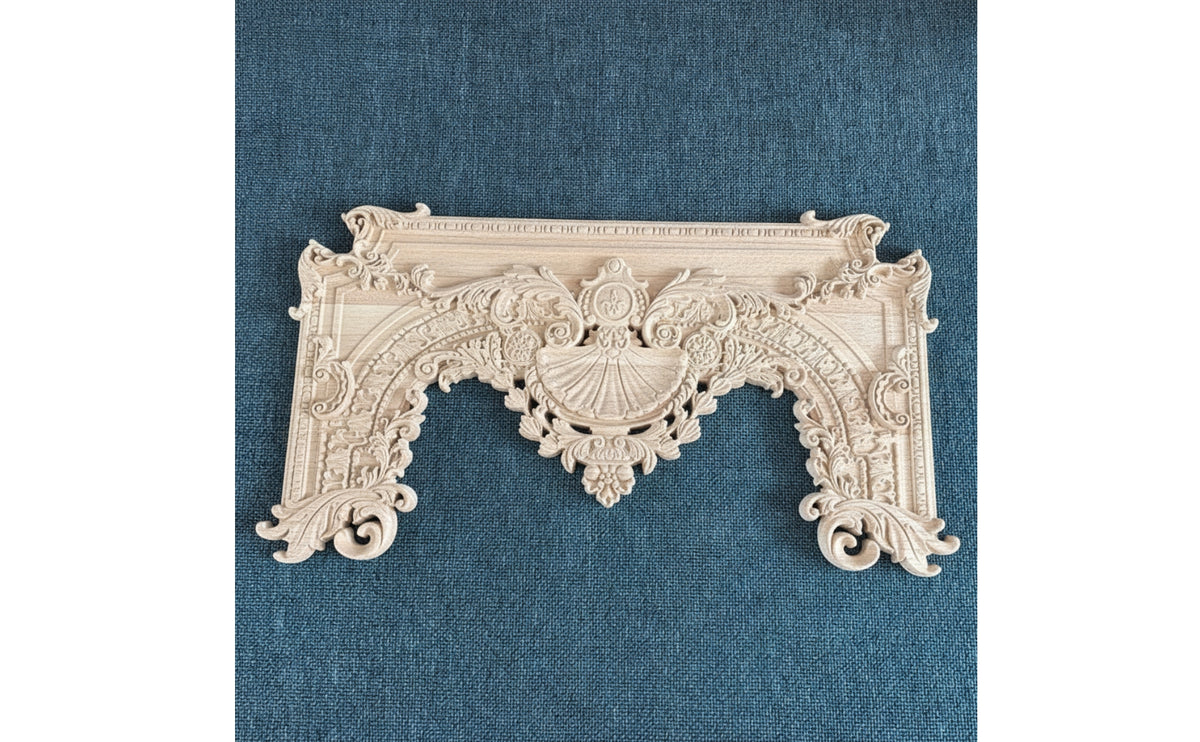 Wood Onlay with Scrolling Foliage European-Style Carved Panel Carving for Amateur Woodworkers, Crafters, Walls, Cabinets