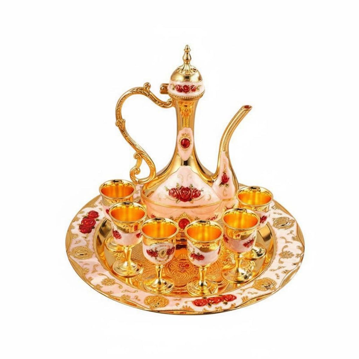 8 Pieces Vintage Metal Drinks Set Decorative European Design Vintage Drink Set Home Decoration for Wedding, Party