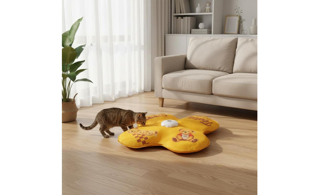 Sound Making Electric Feline Chase Toy Self Moving Automatic Feline Teaser 360 Degree Rotation Hands Unrestricted for Cats, Indoor