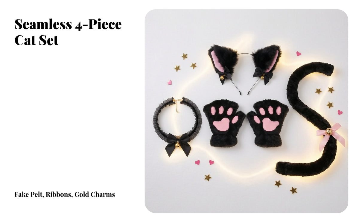 Furry Cat Cosplay Set with Tail