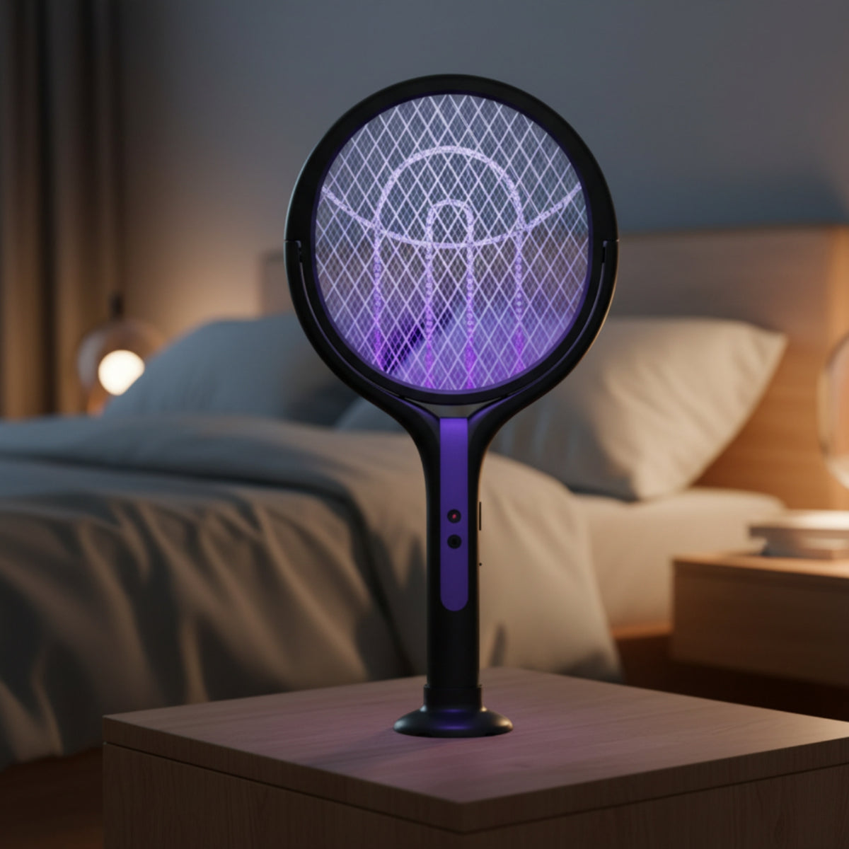 Rotatable Swatter Rechargeable Electrifier with Charging Base Handheld Electric Electric Fly Racket for Home, Bedroom, Living Room