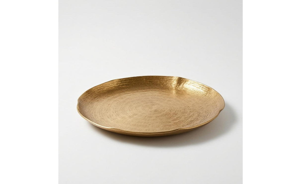 Hammered Metal Tray Organic Shape Aluminum Tray Shallow rims Decorative Platter