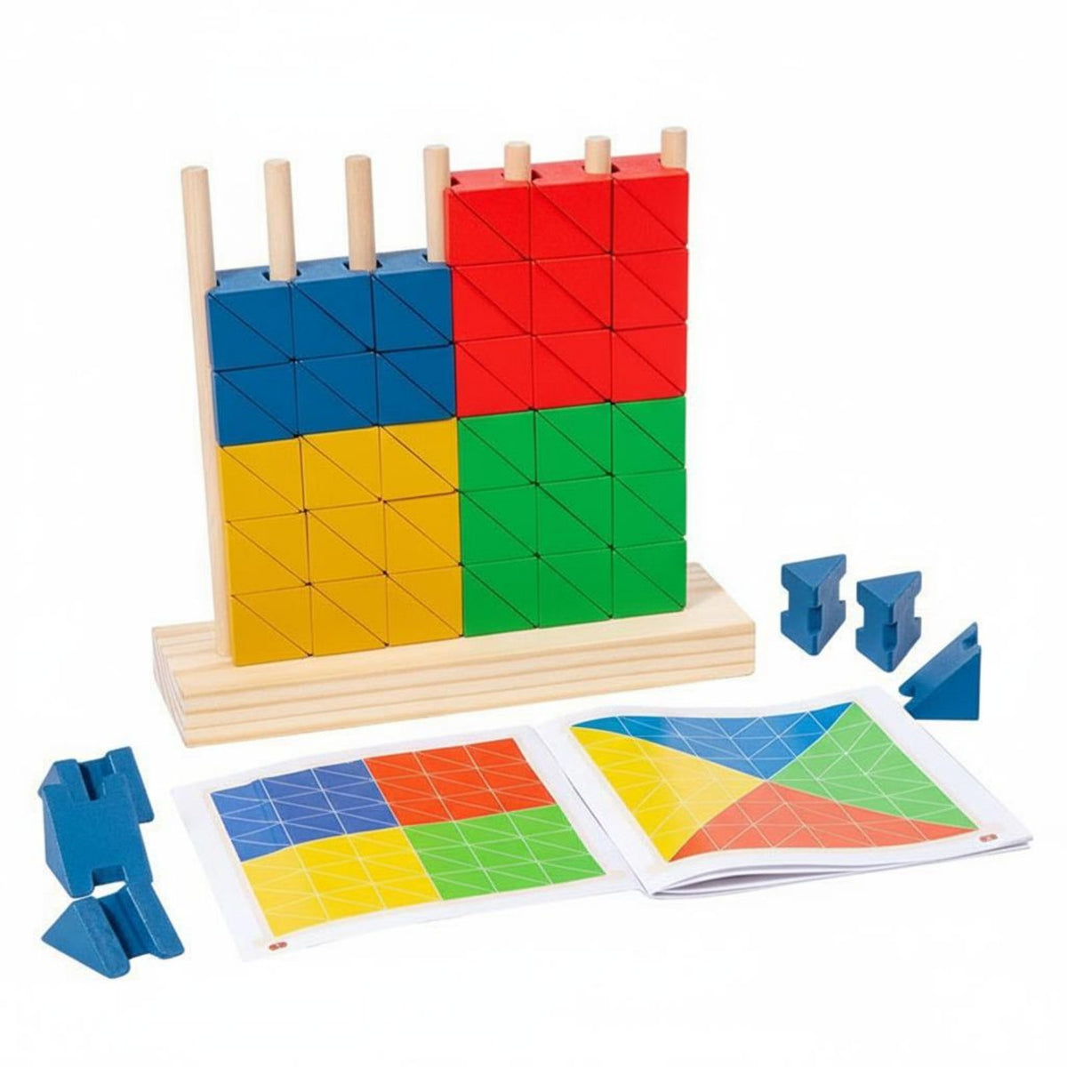 72 Pieces Rainbow Pattern Block Set Stimulates Creativity Rainbow Assembling Toy Wooden Building Blocks Boosts Creativity