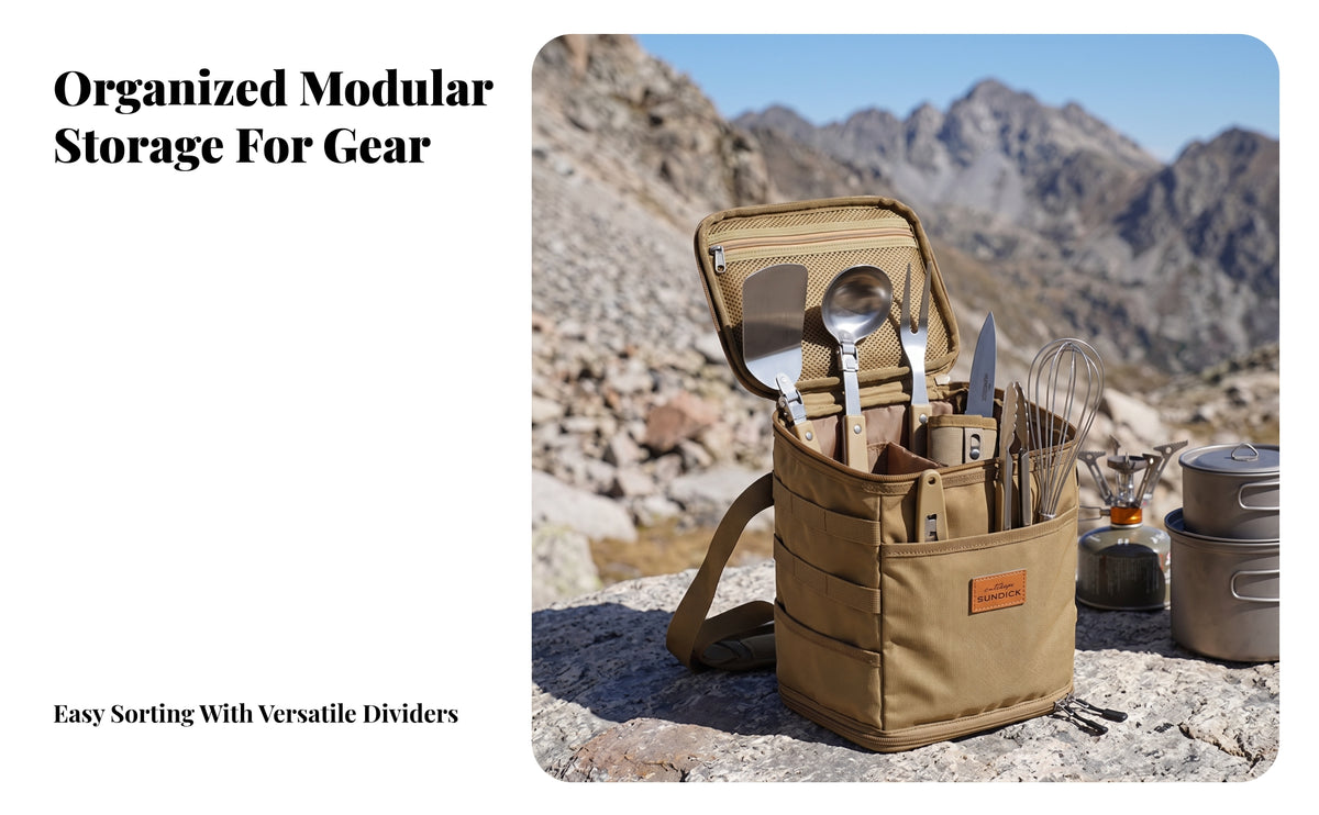 Rectangular Canvas Bag with Divider | Convenient Top Carry Handle, Organized, for Camping
