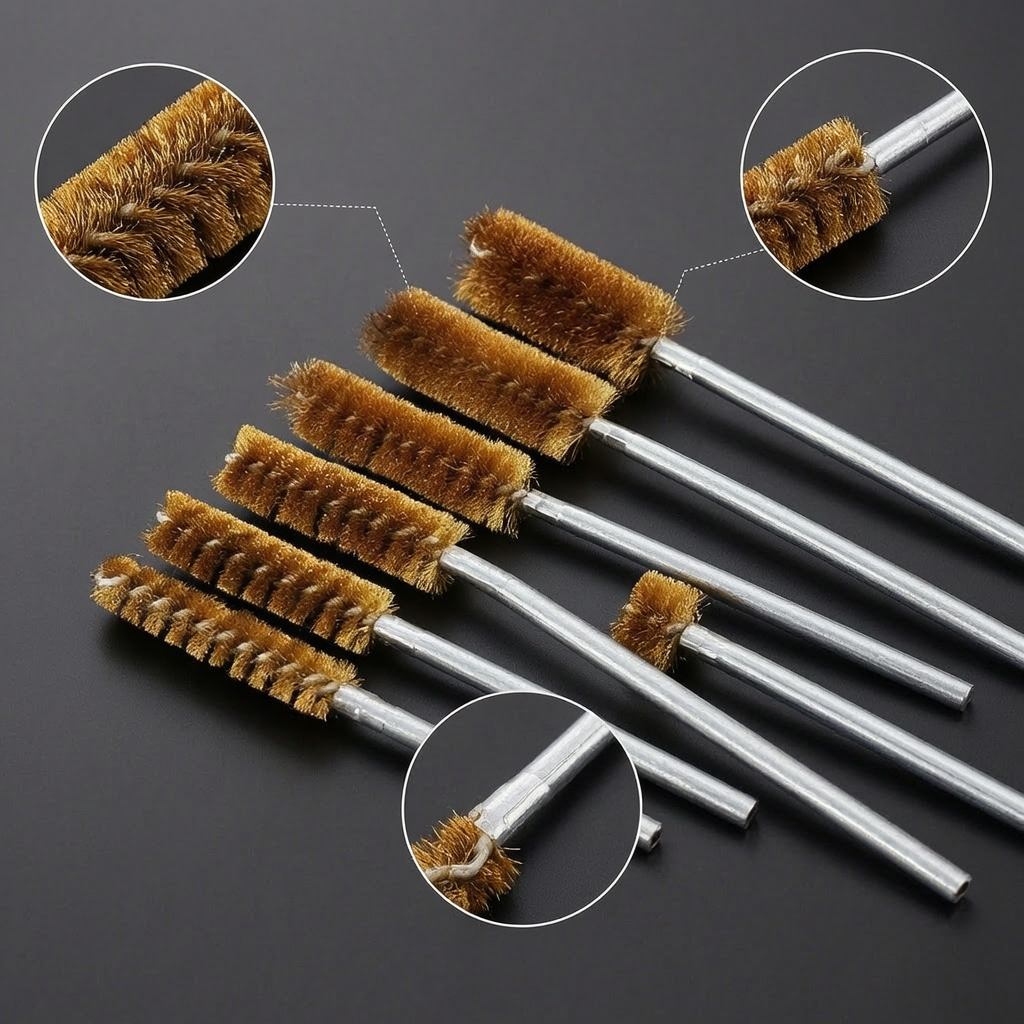 Round Head Copper/Stainless Steel Wire Brush for Metal Pipe Cleaning, Rust Removal, Deburring, and Polishing with Electric Drill