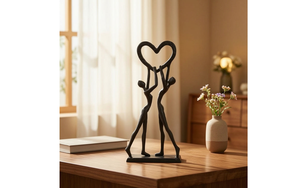 Iron Art Sculpture Hand-Forged Couple Figurine Modern for Couples