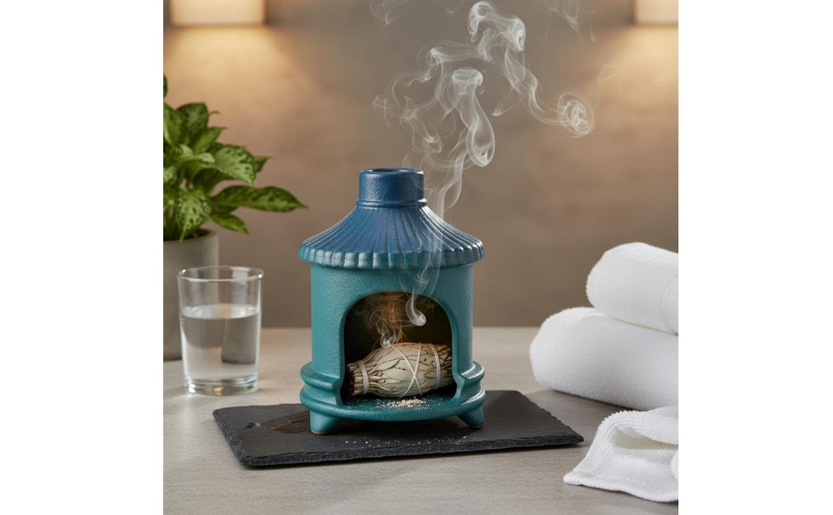 Heat Resistant Ceramic Palo Sacred Holder Stable Tripod Base House Shaped Sage Burner Speckled Glaze Finish Ceramic Incense Hut for Spa