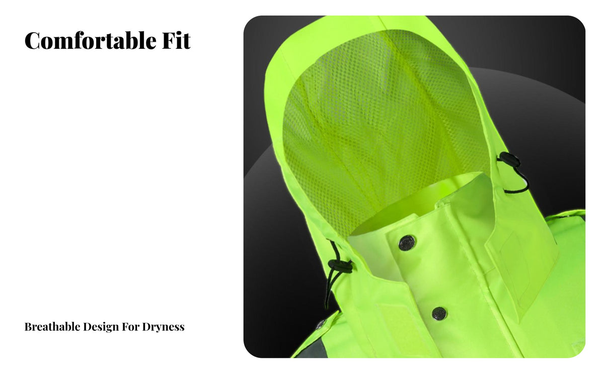 Reflective Rain Suit Windproof High Visibility Rain Suit Wear-Resistant Reflective Jacket and Pants Set for Men, Women, Roadside, Rainy Days, Biking