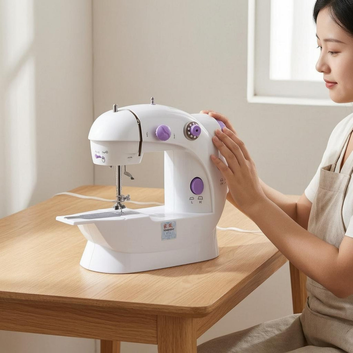 Foot Pedal Compact Electric Sewing Machine Built-in Light Mini Sewing Machine Accessories Included Home Appliance Plastic Body